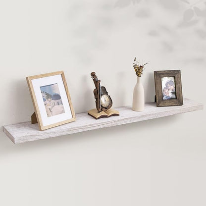 Axeman Floating Shelves for Wall, Rustic Elm Wood 48''W x 8" D Wall Shelf by Axeman
