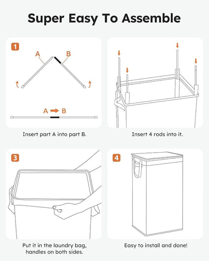 SOLEDI Laundry Hamper with Lid 100L Large & Tall Collapsible Laundry Baskets - Image 6
