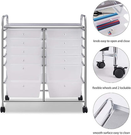 Giantex 12 Drawer Rolling Storage Cart Tools Scrapbook Paper Office School - Image 6