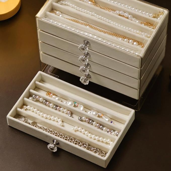 SPAKOWN Necklace Organizer Box, Velvet Necklace Box Holder Tray - Image 5