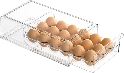 BPA Free Refrigerator Organizer Bins, Stackable Egg Holder, 18 Egg Tray by Ettori