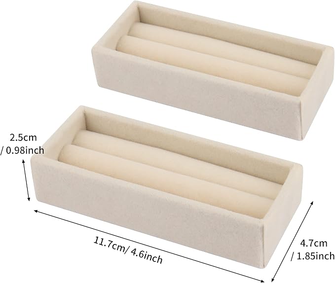 DesignSter Small Jewelry Tray, Velvet Jewelry Display Tray, Stackable Jewelry - Image 2