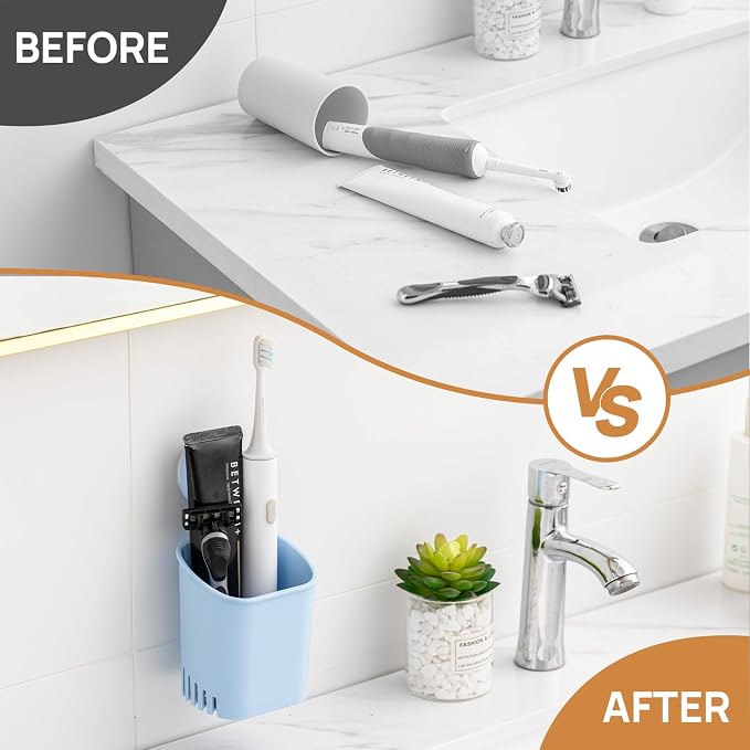LEVERLOC Powerful Suction Cup Toothbrush Holder, Drill-Free Wall Shower Holder - Image 5