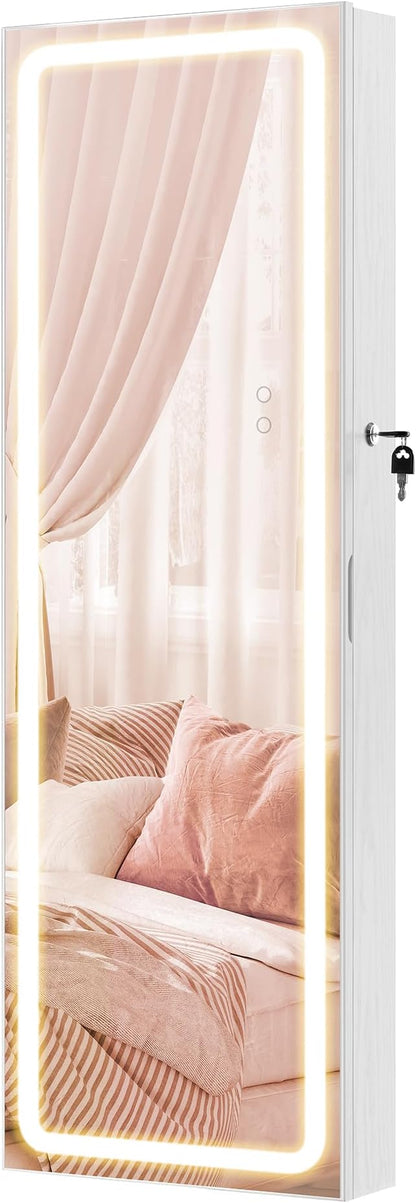 SONGMICS LED Mirror Jewelry Cabinet Armoire, Wall or Door Mounted Jewelry - Image 9