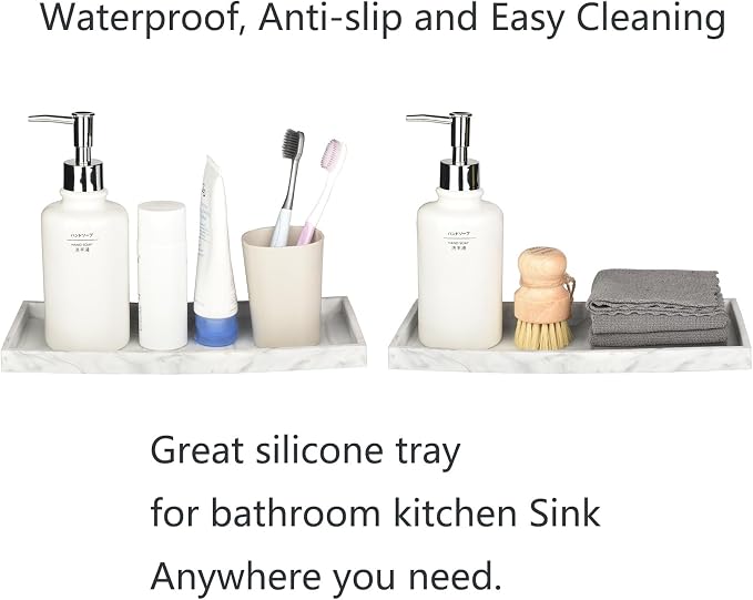 DNC Silicone Bathroom Tray for Counter, Kitchen Sink Soap Tray for Dish Holder - Image 5
