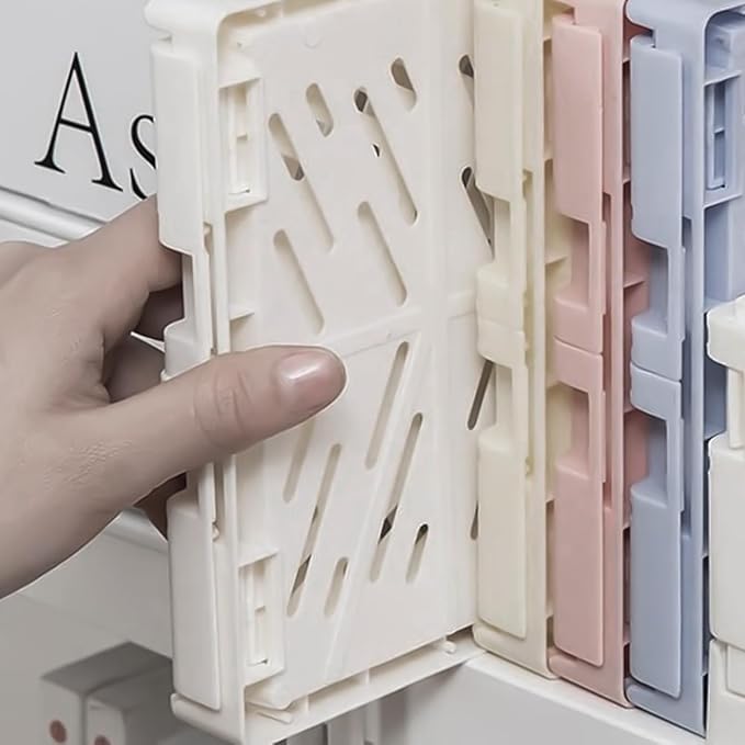 Small Pastel Plastic Storage Bins 2Pcs Foldable Pastel Crates Plastic Basket - Image 6