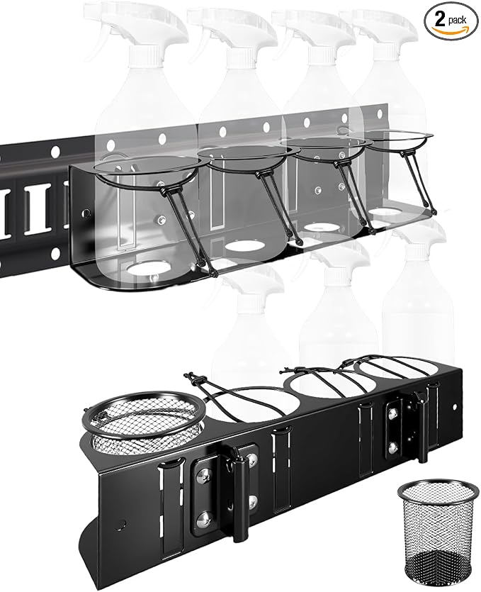 2 Pack E-Track Spray Bottle Holder, Heavy Duty Spray Can Rack by Unknown