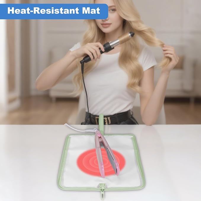 SITHON Hot Iron Holder & Mat, Heat Resistant Hair Tools Travel Bag Portable Hot - Image 2