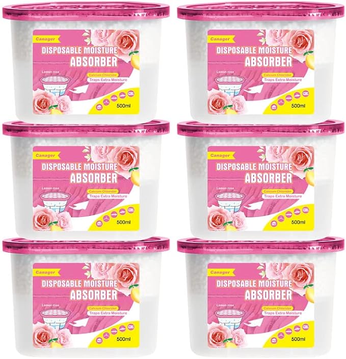 CANAGER Moisture Absorber Box, Lemon Rose-6 packs, Dehumidifier by CANAGER