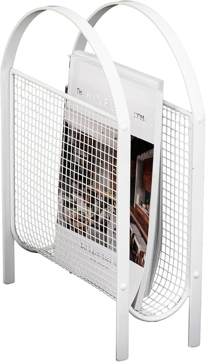 MyGift Mid-Century Design Magazine Rack, Matte Black Tone Metal Mesh - Image 6