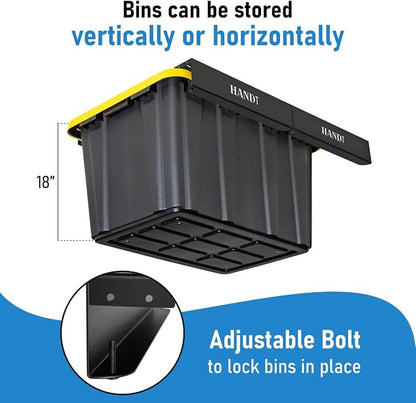 HandT USA Based Overhead Garage Storage Rack, Ceiling Tote Bin Organization - Image 4