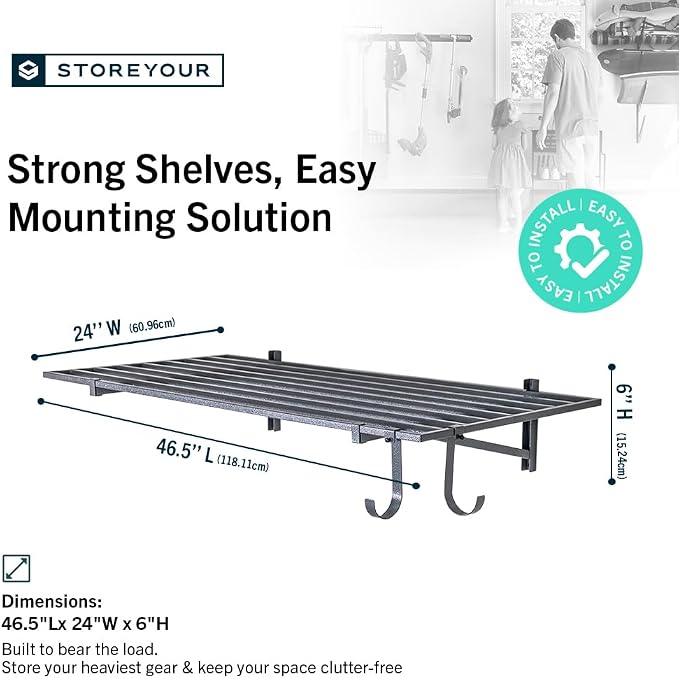 StoreYourBoard Heavy Duty Garage Shelf Wall Mount 2ft x 4ft – Wall-Mounted - Image 2