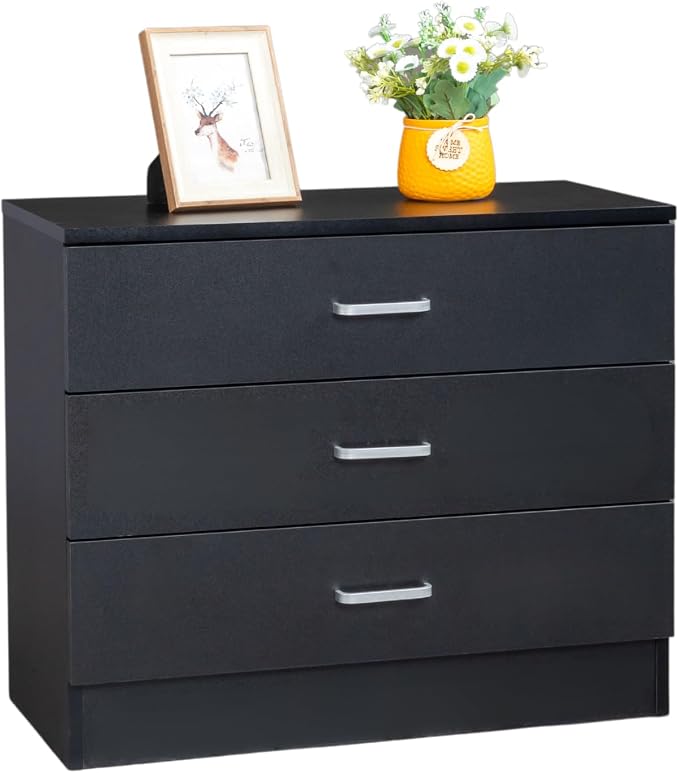 Karl home 3 Drawer Dresser, Modern Storage Chest of Drawers, Wood Bedside Table by Karlhome