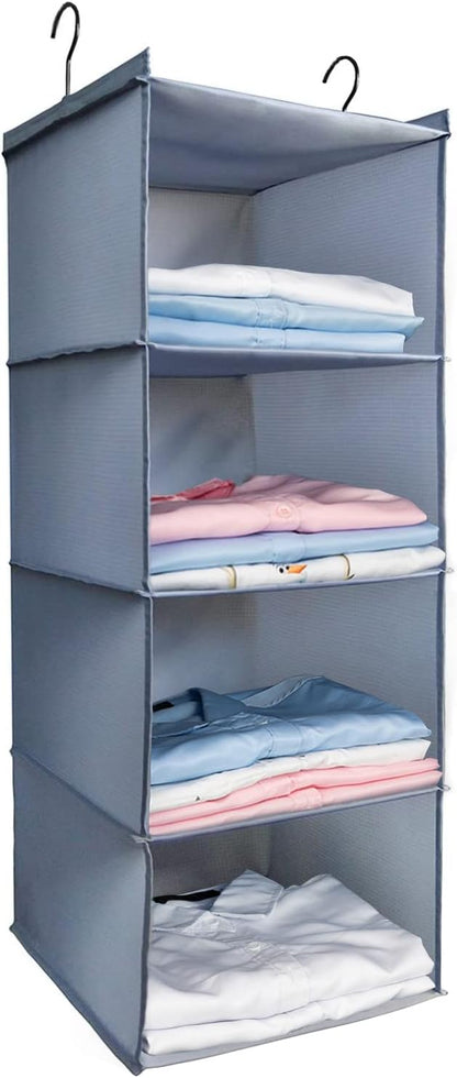 Hanging Closet Organizer, Easy Mount Foldable 4-Shelf Hanging Closet Wardrobe by DonYeco