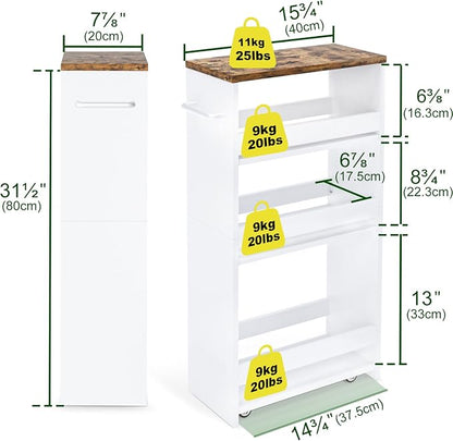TEAMIX 4 Tier White Slim Storage Cart - Image 7