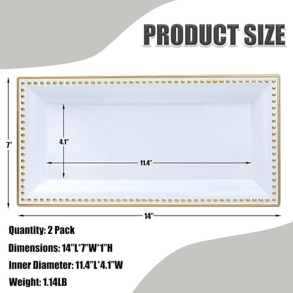 2 Pack White Bathroom Vanity Tray - Image 4