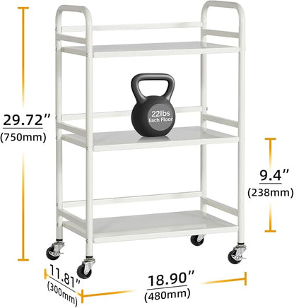 HDANI 3 Tier Rolling Cart Shelves, Heavy Duty Multifunctional Metal - Image 2
