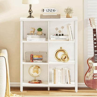 FATORRI 6 Cube Storage Organizer Shelf, Wood and Metal Cubby Bookshelf - Image 6