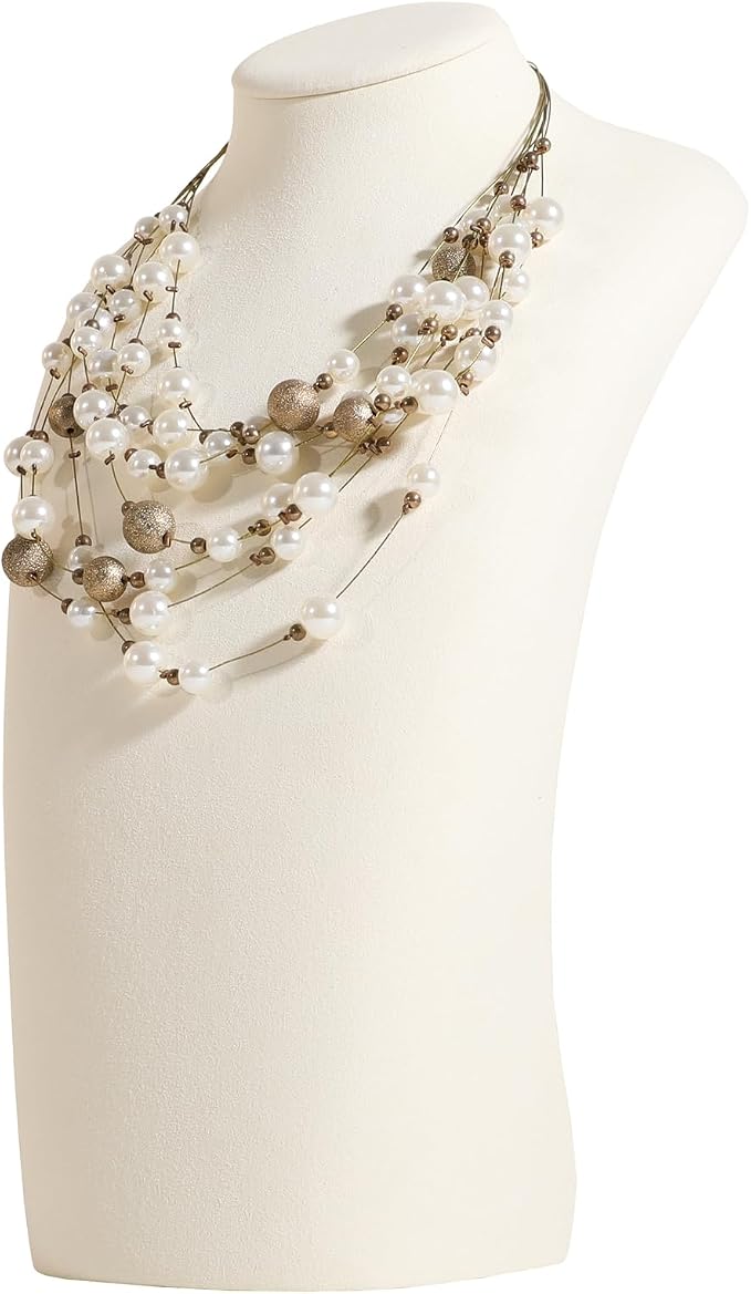 GemeShou Beige necklace hanger jewelry organizer, Velvet jewelry stand necklace by GemeShou