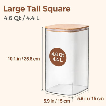 ComSaf 1.2 Gallon Wide Mouth Flour Sugar Storage Containers 2 Pcs, 4.6 Qt Glass - Image 2