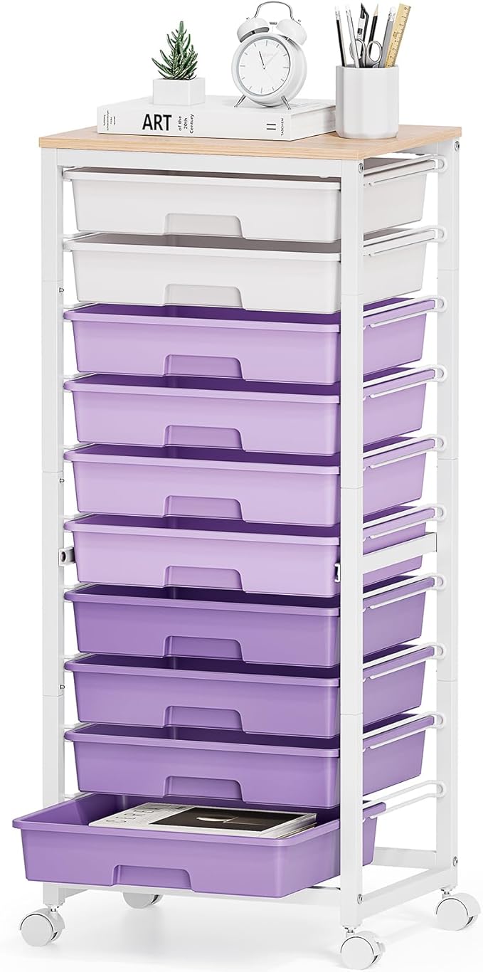 Rolling Cart with Drawers, 10 Drawer Rolling Cart, Storage Cart with Wheels - Image 9