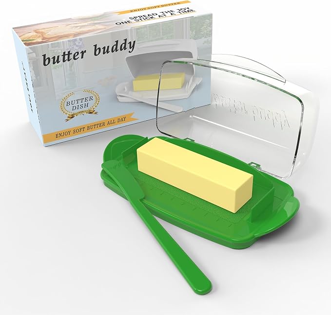 Butter Dishes with Lid for Countertop Refrigerator, Non-Slip Bottom Butter by SoulCreat