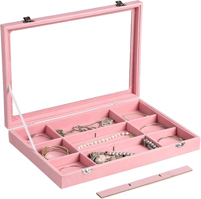 Frebeauty Velvet Jewelry Tray, 12 Grid Jewelry Organizer - Image 5