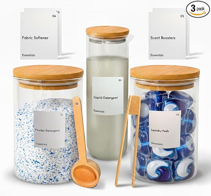 IVIZA Glass Laundry Detergent Dispenser & Storage Set – Liquid Detergent Pump by Unknown