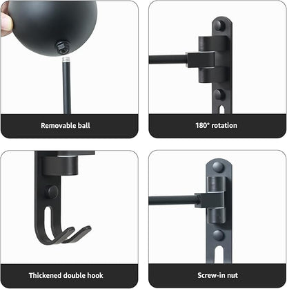 Metal Motorcycle Helmet Holder, 180° Rotating Wall Mounted Helmet Rack - Image 4
