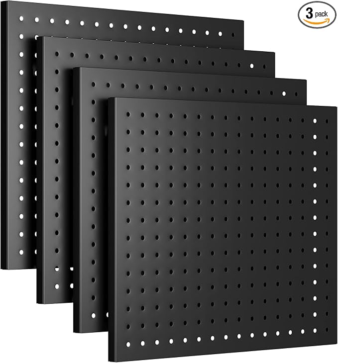 Peg Board, 4 Pack Metal Pegboard Panels and Accessories, Heavy Duty Peg Board by IRONFFICE