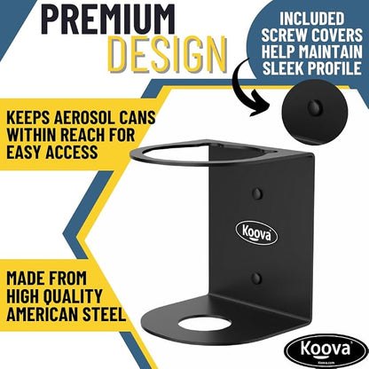 Koova Aerosol Spray Can Holder | Easy Install Wall Mount | Heavy-Duty Powder - Image 2