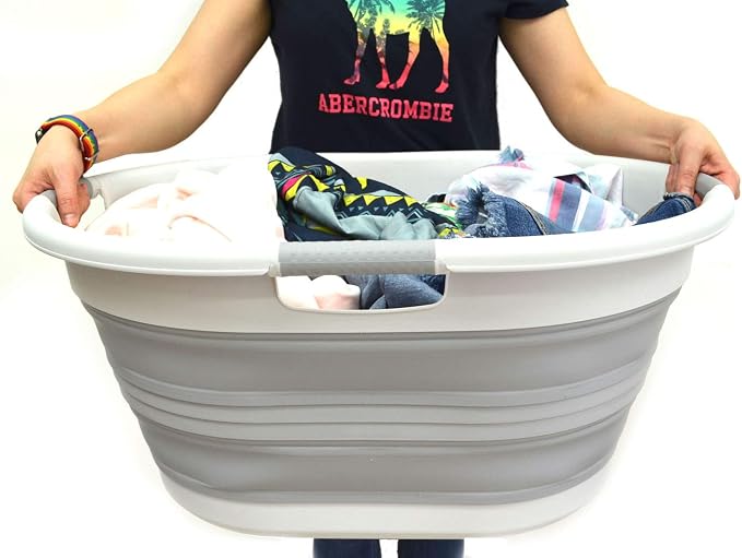 SAMMART 57L Collapsible 3-Handled Plastic Laundry Basket - Image 3