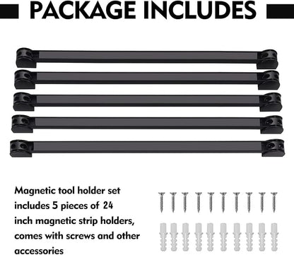 24" Magnetic Tool Holder, 5 Packs Magnetic Storage Strips Magnet Bar PVC Coated - Image 5
