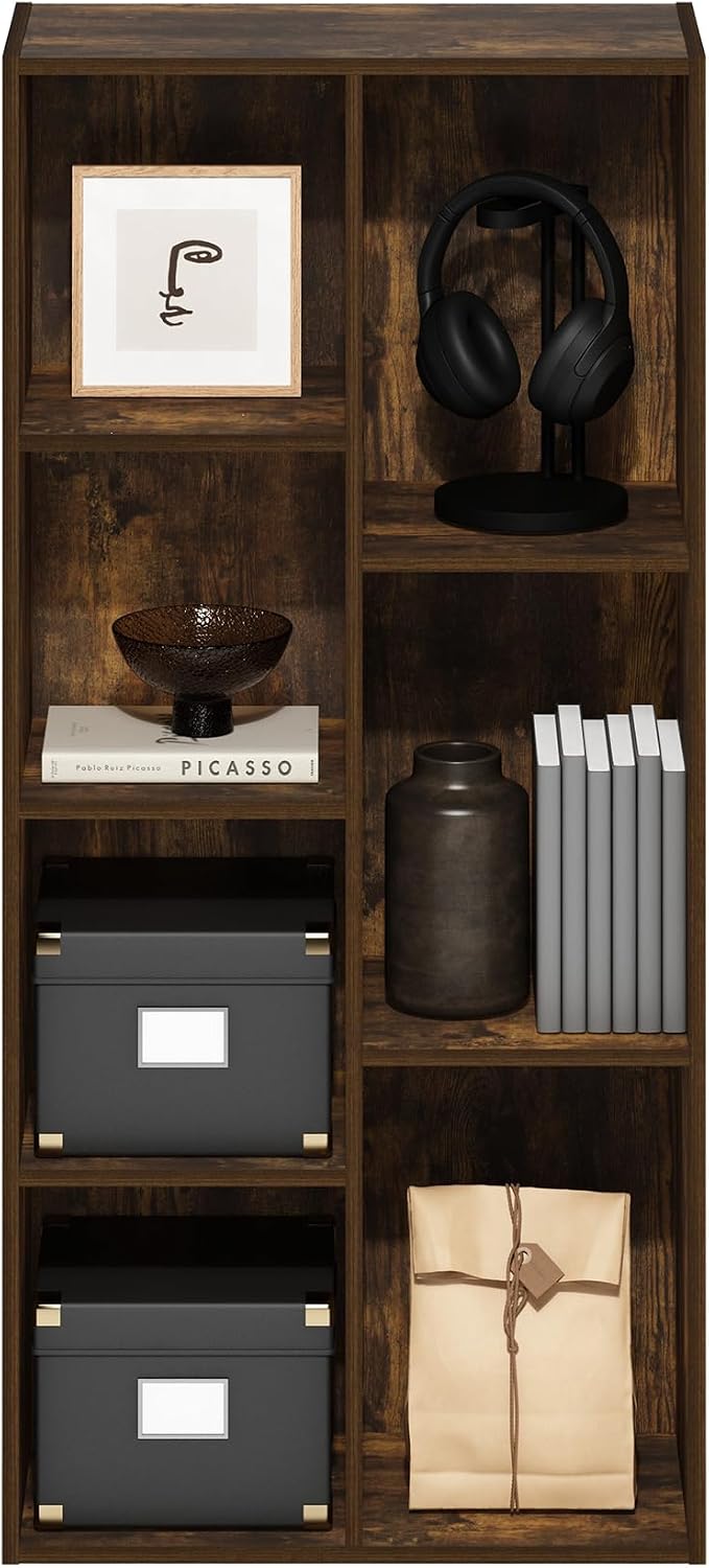 Furinno LUDER Book Shelf, 7-Cube Bookshelf, 9.4 x 19.5 x 41.7, - Image 5