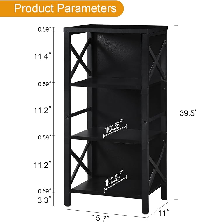 Small Bookshelf, 4 Tier Industrial Bookcase - Image 2