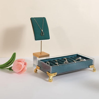 GemeShou Green necklace holder small jewelry stand, Velvet necklace display - Image 5
