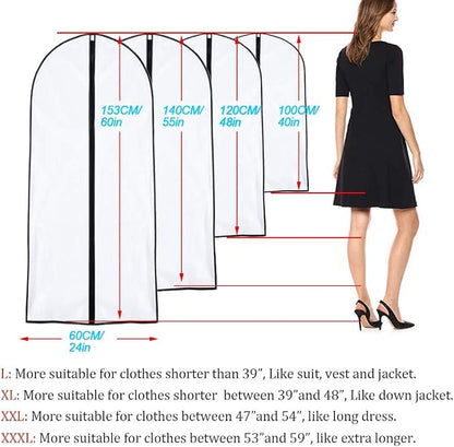 Garment Bags for Hanging Clothes 24'' x 55 '' Transparent Lightweight - Image 2