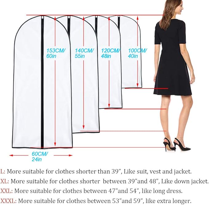 Garment Bags for Hanging Clothes 24'' x 40'' suit bags for closet storage - Image 2