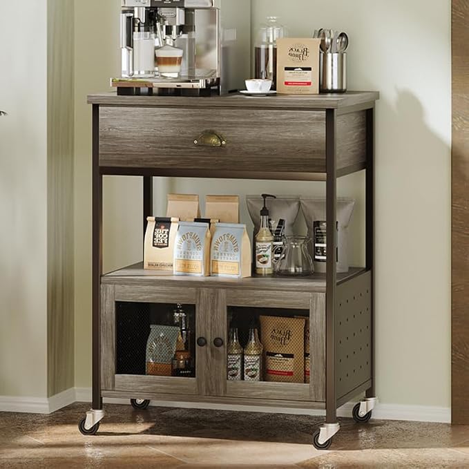 Catrimown Coffee Cart Station, Coffee Stand Station, Small Microwave Stand - Image 9