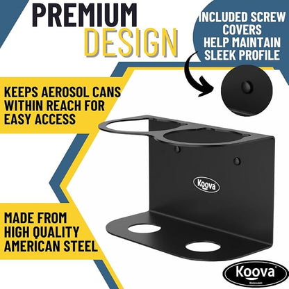 Koova 2 Aerosol Spray Can Holder | Easy Install Wall Mount | Heavy-Duty Powder - Image 2