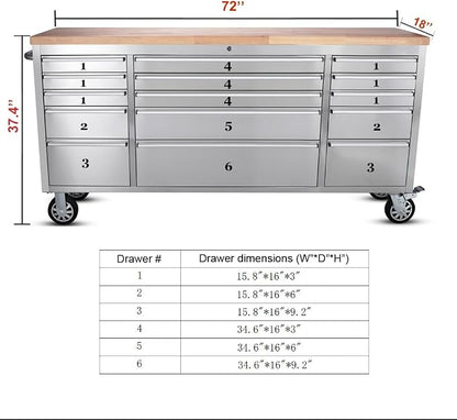 2 Pack - 72" Stainless Steel Rolling Tool Chest - Image 3