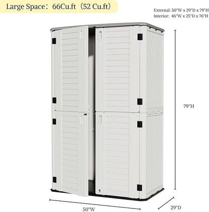 ZZM Large 67 Cu.ft Waterproof Storage Shed, Outdoor Storage Cabinet，Durable - Image 4