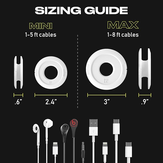 Side Winder Mini and Max Headphone, Earbud and Charging Cable Winder and - Image 2