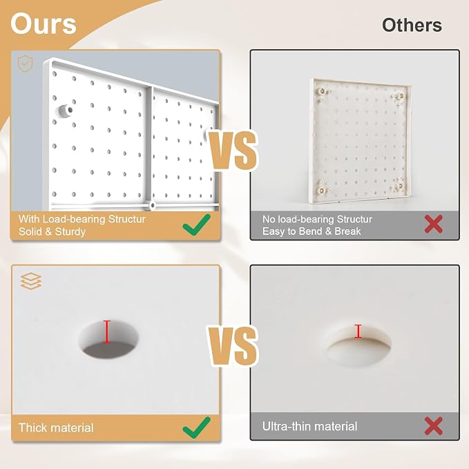 Peg Board, 4 Pack Plastic Pegboard, Pegboard Wall Organizer, ABS Pegboard - Image 4