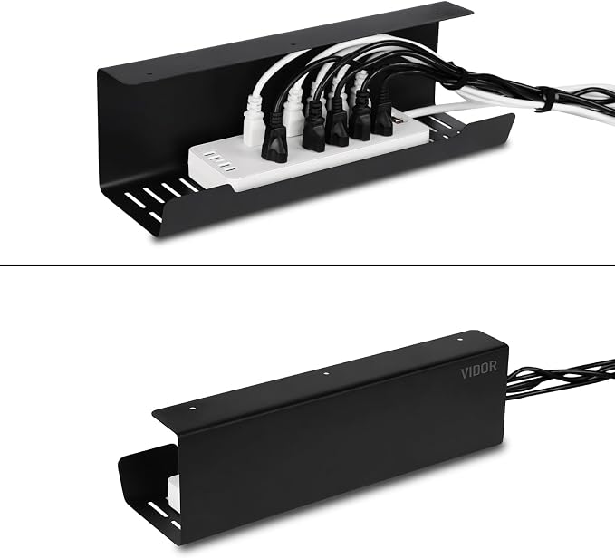 VIDOR Under Desk Cable Management Tray 1-Pack, No Drill Alloy Steel, Wire - Image 4