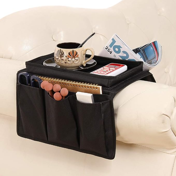 Sofa Armrest Organizer with Cup Holder Tray Chair Arm TV Remote Holder by Holiberty