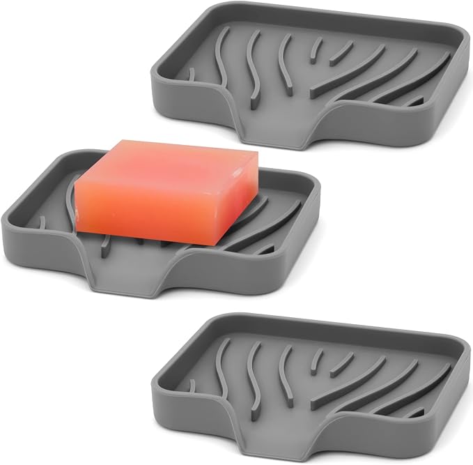 3-Pack Silicone Soap Dish Set – Bar Soap Holder by AIMAIAIMAI