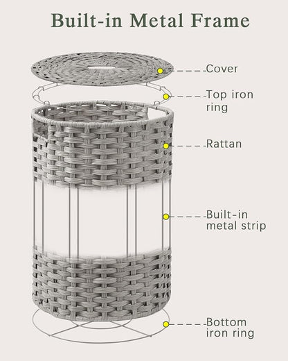 Large Laundry Hamper Laundry Basket Round 34.3 Gal Handwoven Wicker Laundry - Image 8