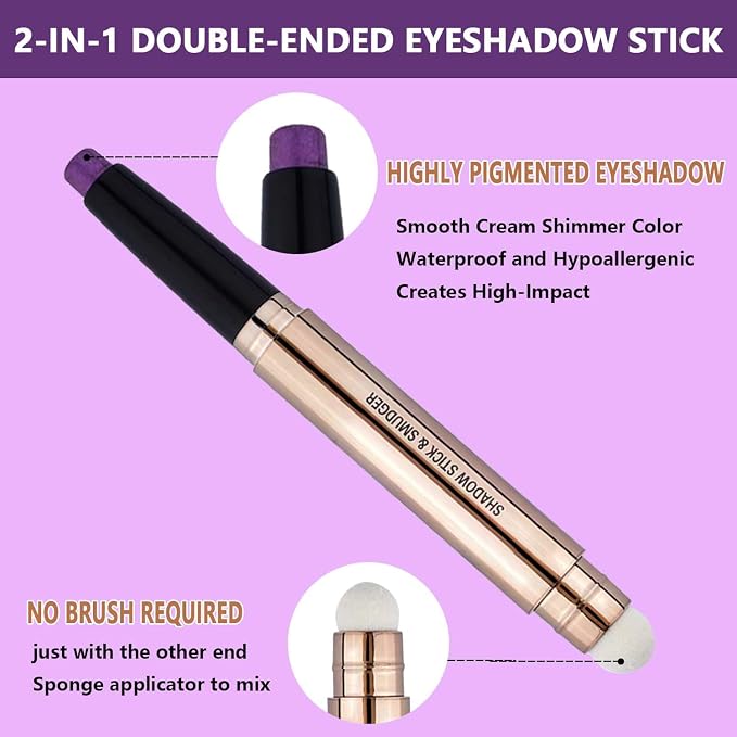 Purple Eyeshadow Stick Makeup, Highlighter Matte Cream Eye Shadow Pencil - Image 3