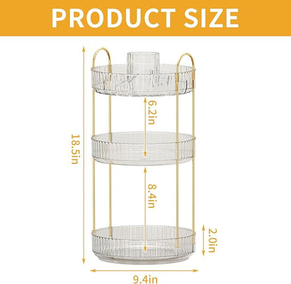 360° Rotating Makeup Organizer, Large-Capacity Skincare Make Up Storage 3 Tier - Image 5